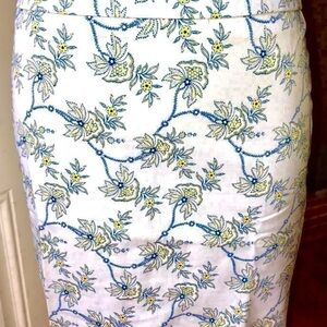 Ann Taylor Petite Light Blue Multi Vine Floral Skirt NWT